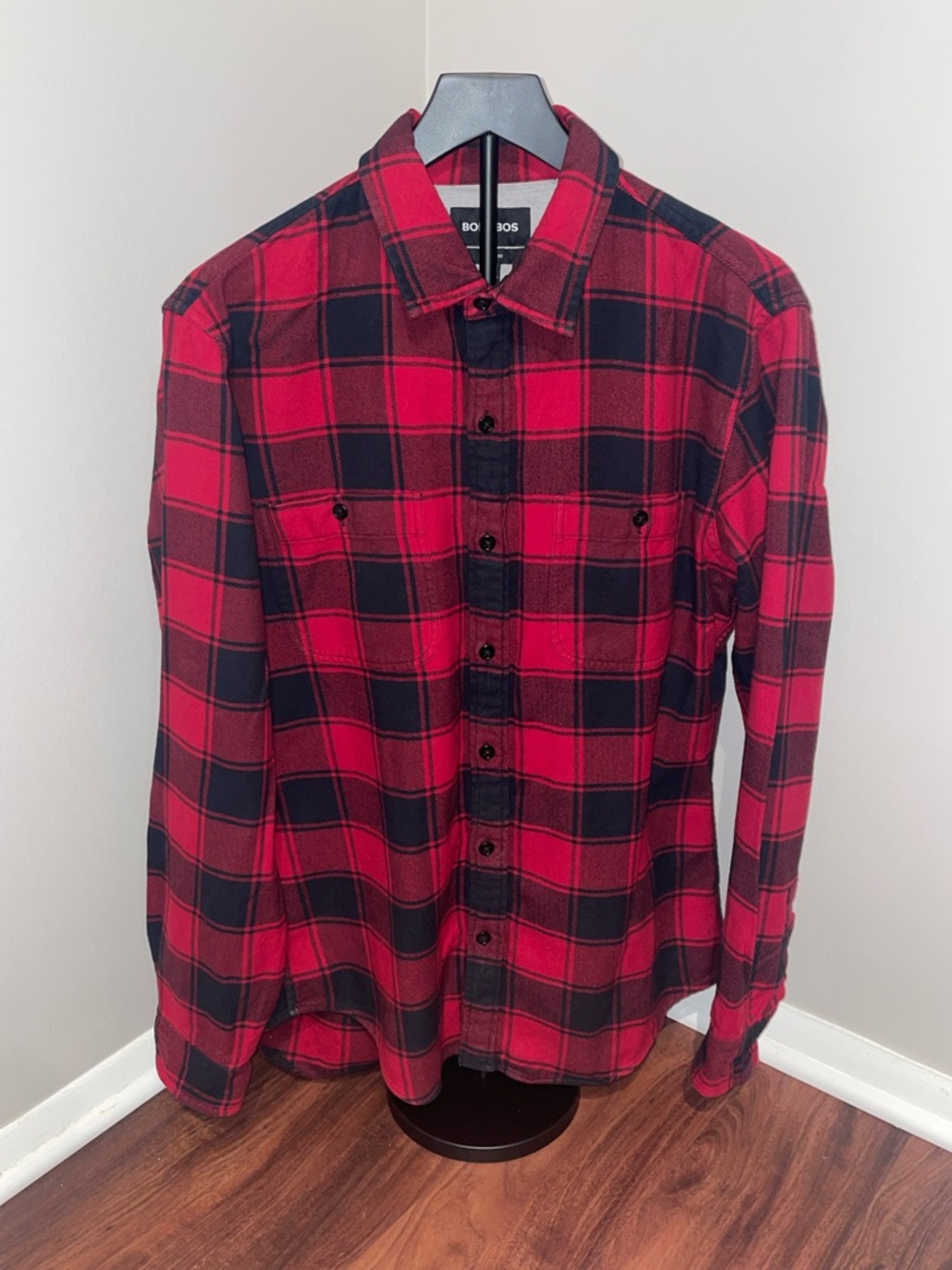 Bonobos Red and Black Plaid Button-Down Shirt